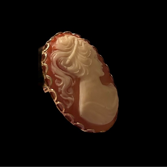 Vintage Gold Tone Resin Cameo Brooch. Victorian Inspired. - Picture 2 of 7